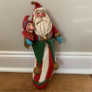 VTG House Of Hayden Wooden Christmas Wall Art Santa Jester Stocking Hand Painted